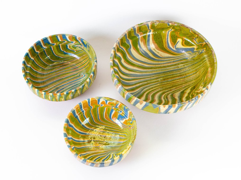 Coloured Scallop Design - Schüssel (3) - Töpferware #1.0