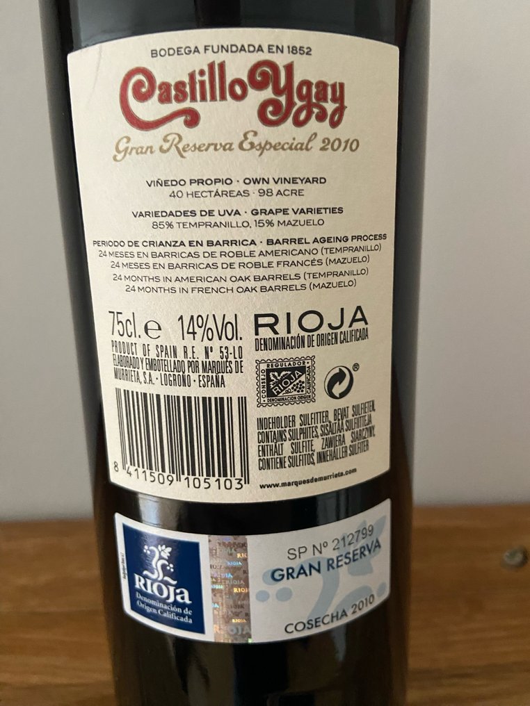 2010 Marqués de Murrieta, Castillo Ygay - Rioja Gran Reserva Especial - 1 Garrafa (0,75 L) #3.2