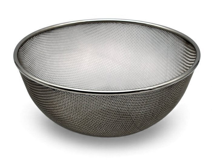 Centrotavola - Cestino Rotondo Multiuso Tondo A Rete con Alzata - Stile Alessi, 1980s  - Acciaio Inox con Finitura Lucida #4.3