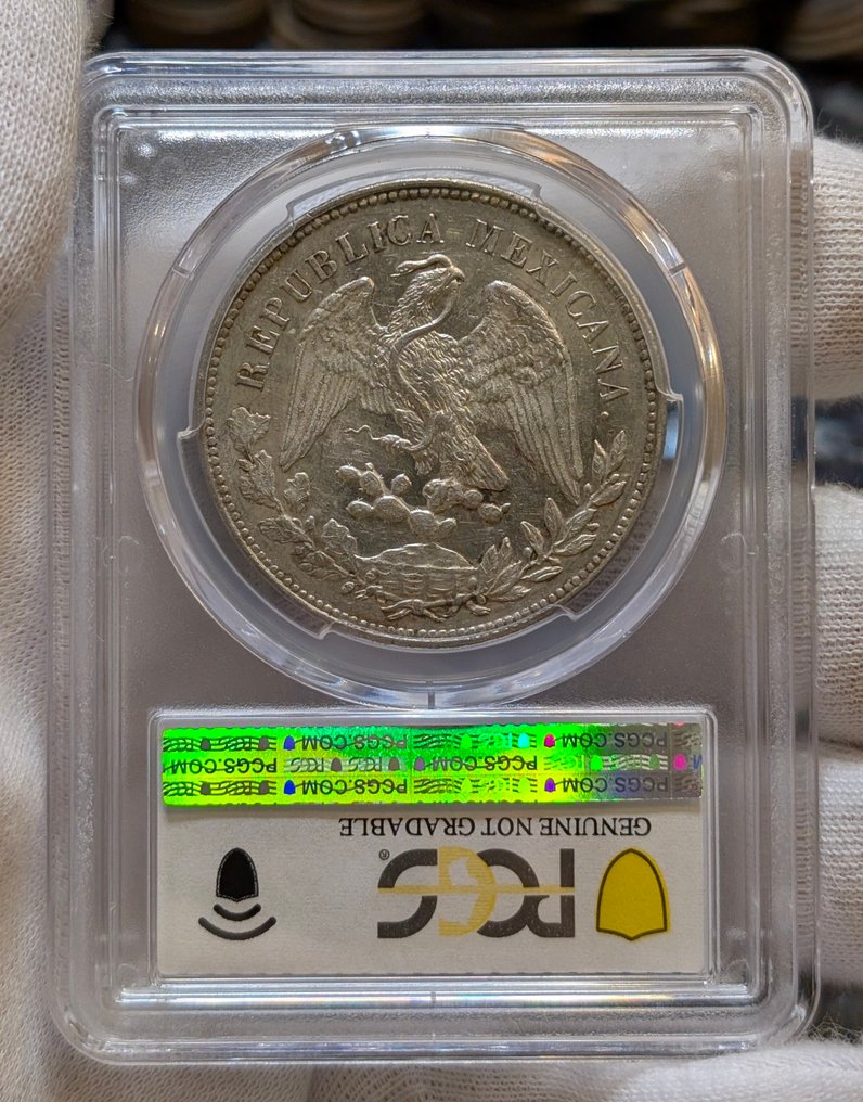 Mexico. Republic. 1 Peso 1901 Culiacán JQ Cleaned UNC Detail  (Ingen reservasjonspris) #3.2