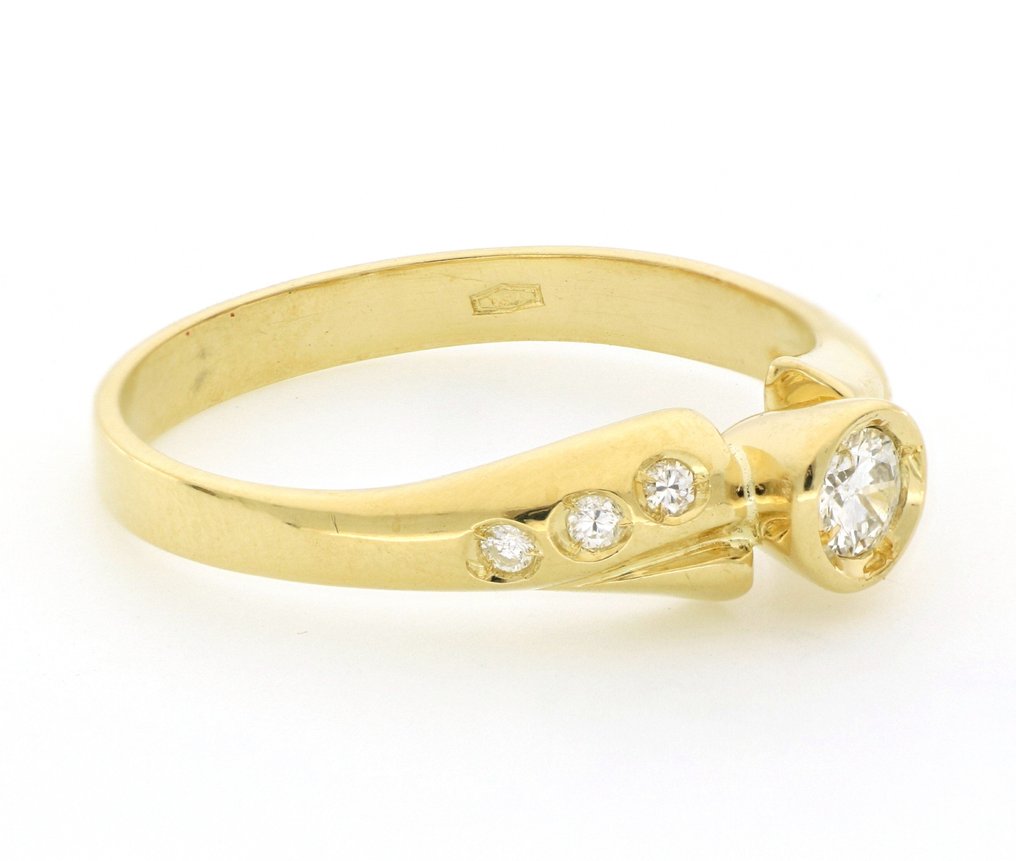 Sans prix de réserve - Bague - 18 carats Or jaune -  0.20ct. tw. Diamant (Naturelle)  - Diamant #2.1