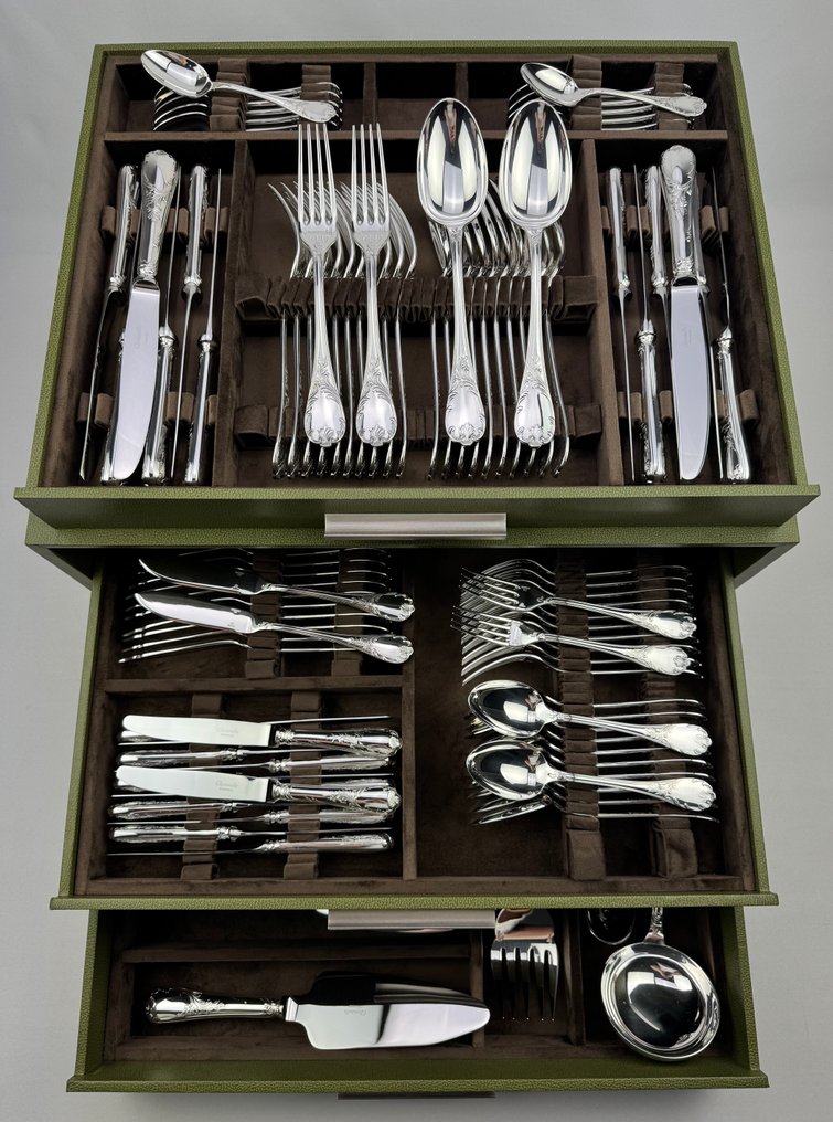 Christofle - Cutlery set for 12 (128) - Marly - Silverplated #1.0