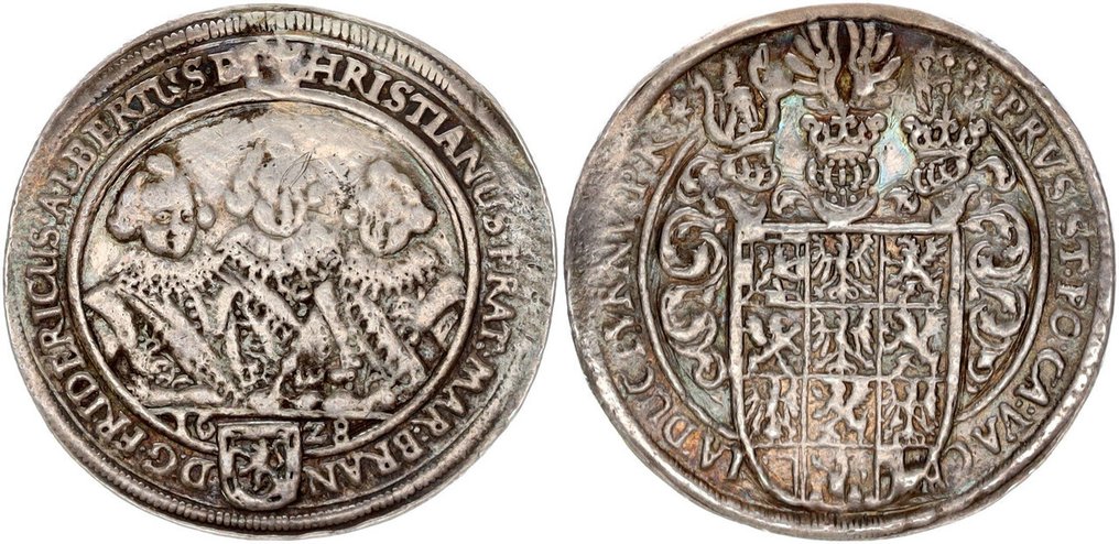 德国, 布兰登堡-安斯巴赫，弗里德里希、阿尔布雷希特与克里斯蒂安 1625-1634. 1/2 Reichstaler 1628 Nürnberg Mm. #1.0