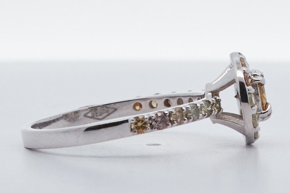 没有保留价 - 戒指 - 14K包金 白金 -  0.75ct. tw. 钻石 (天然色彩的) #2.1