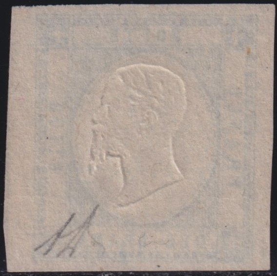 那不勒泰省 1861 - 2克深蓝色Sass 22d 大边缘完整 MNH** f.Chiav Ex Coll. Imperato 奢华 #1.0