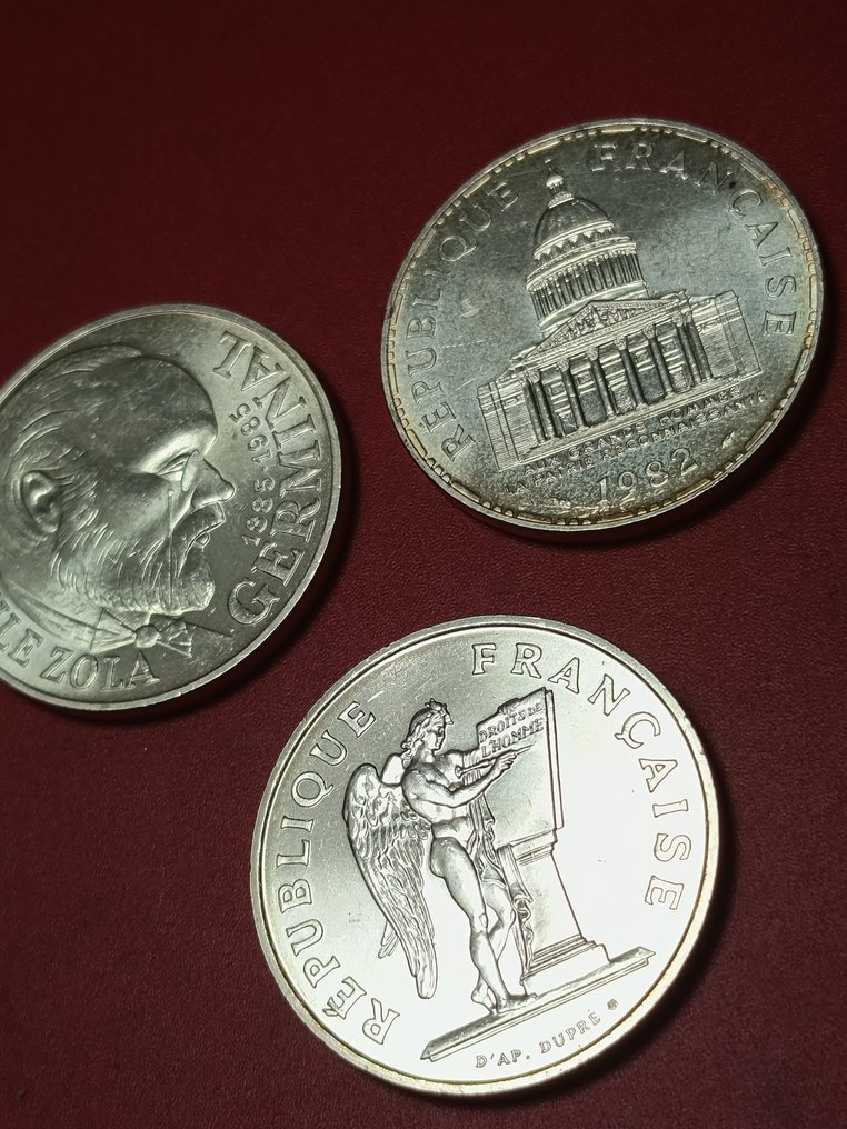 Francia. 100 Francs 1982/1989 (lotto di 3 monete in argento) (Senza prezzo di riserva) #1.0
