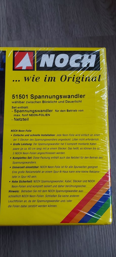 Noch H0 - 51501 - Kituri de construit machete tren (1) - Transformator de tensiune pentru funcționarea foliilor de neon, sigilat original în folie. #1.0