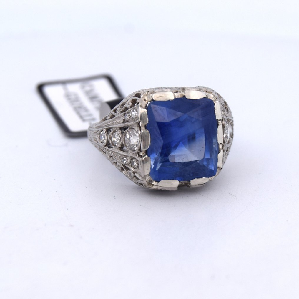 Δαχτυλίδι Πλατίνα -  8.67ct. tw. Ζαφείρι - Διαμάντι - ZAFFIRO πιστοποιητικό #3.2