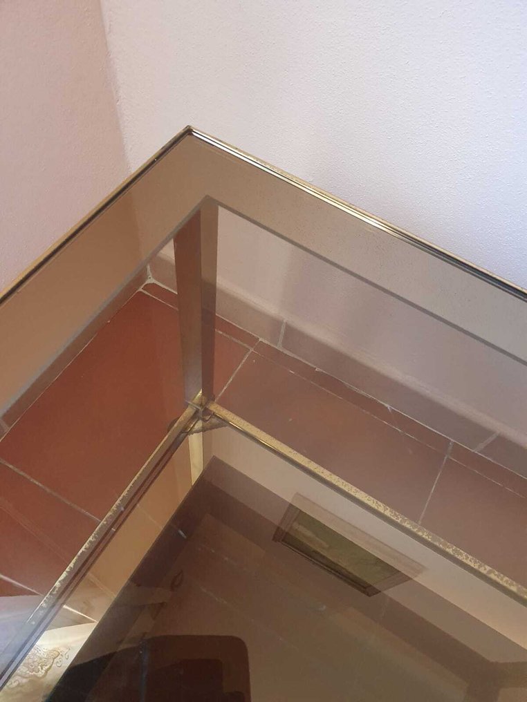 Centre table - 鍍金黃銅 - 铜和玻璃制的小桌子 #1.0