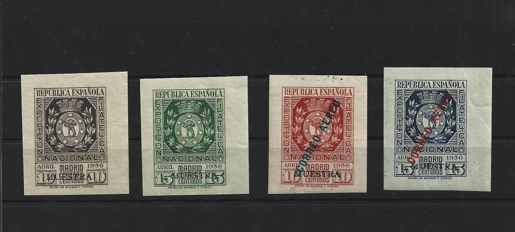 Spain 1936 - New full series without fixed screws, overload, shows rare samples. - Edifil 727/30 #1.0