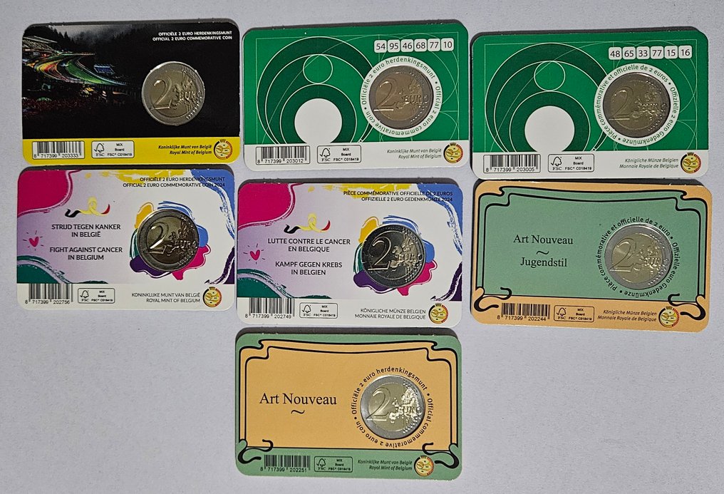 België. 2 Euro 2023/2025 (7 coincards)  (Zonder minimumprijs) #1.0