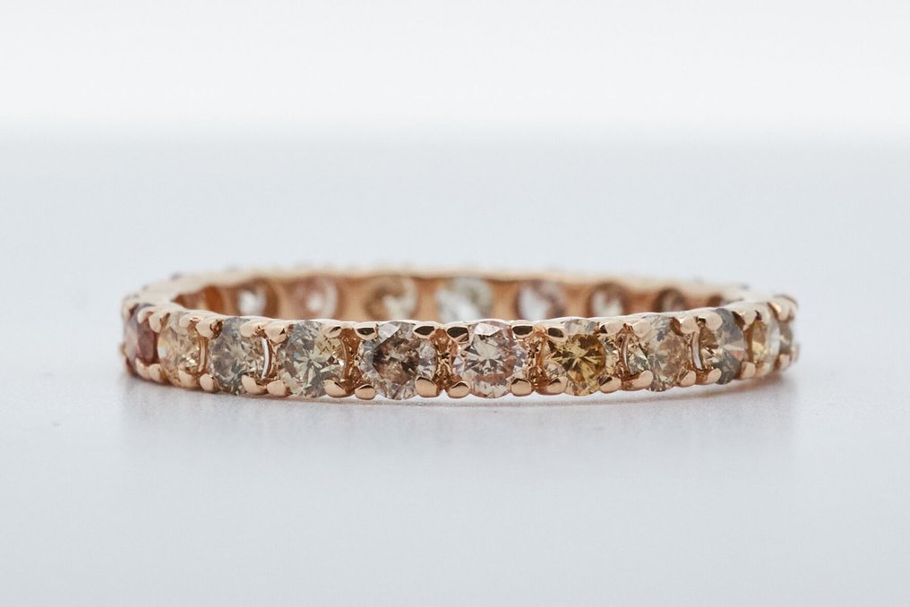 没有保留价 - 戒指 - 14K包金 黄金 -  1.15ct. tw. 钻石 (天然色彩的) #1.0