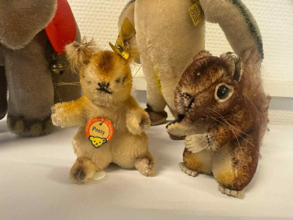 Steiff - Κούκλα Konvolut: Elefant, Pinguin & 2 Eichhörnchen - Γερμανία #4.3