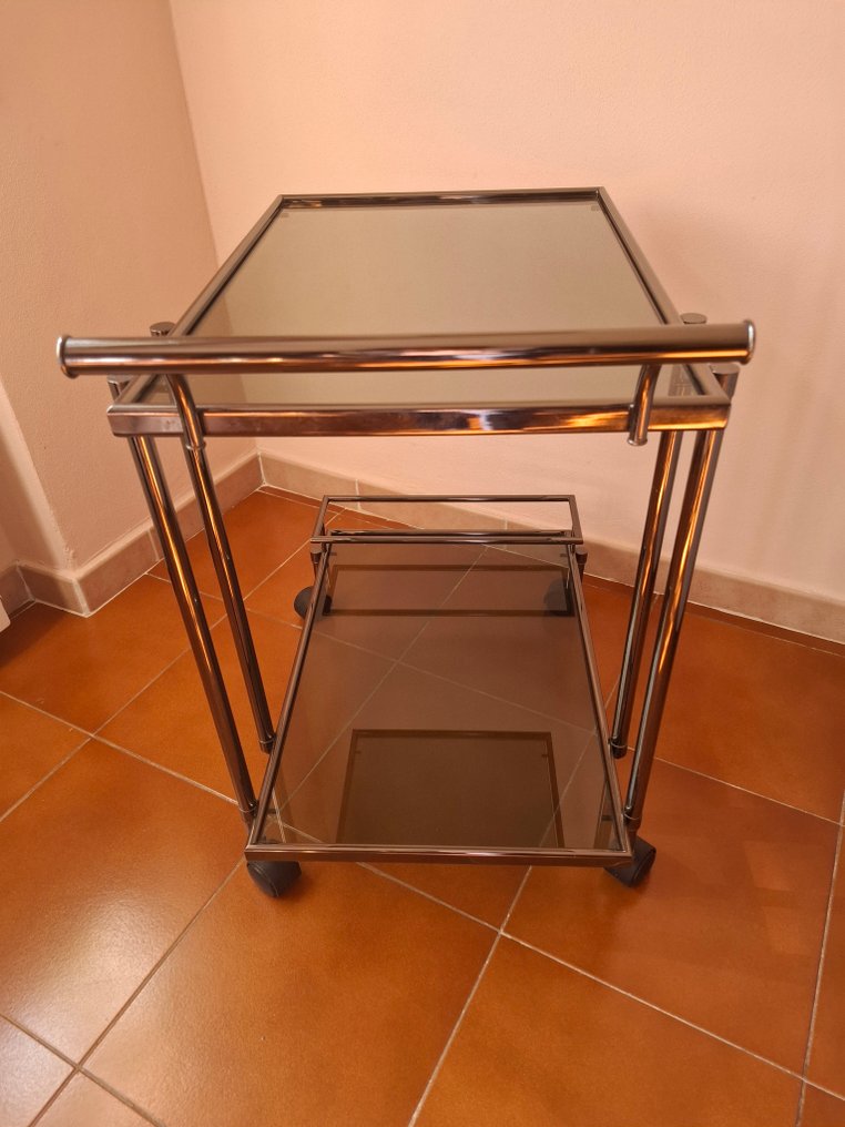 Side table - chromed metal - Vintage 70s bar cart #3.2