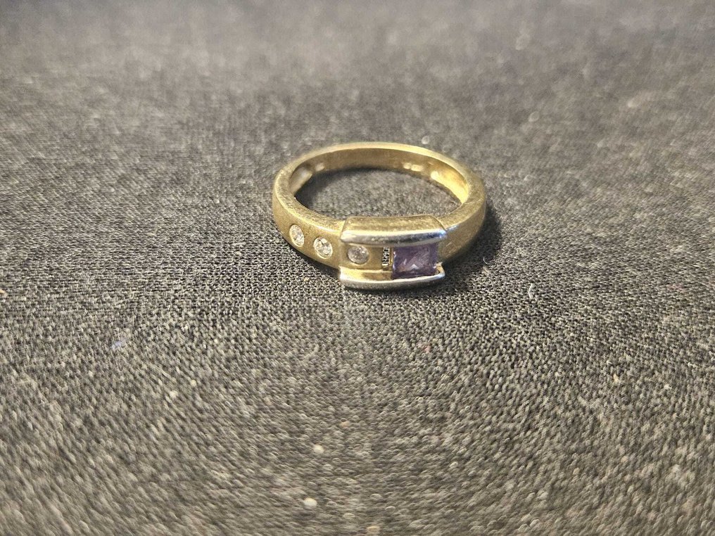 Δαχτυλίδι - 8 καράτια Κίτρινο χρυσό -  0.10ct. tw. Αμέθυστος - Διαμάντι - Βάρος κίτρινου χρυσού 2,9g. #4.3