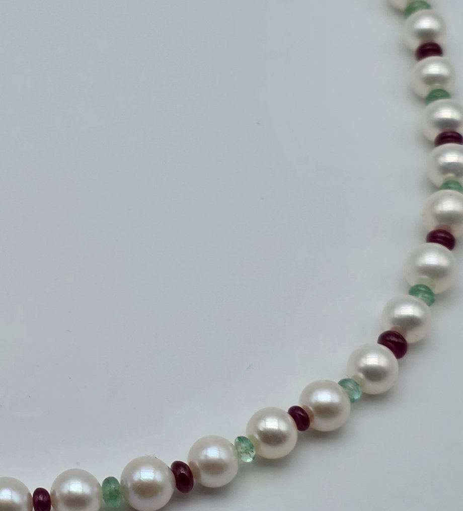 χωρίς τιμή ασφαλείας - Κολιέ - 18 καράτια Κίτρινο χρυσό Μαργαριτάρι - Ρουμπίνι - Smeraldi #4.3