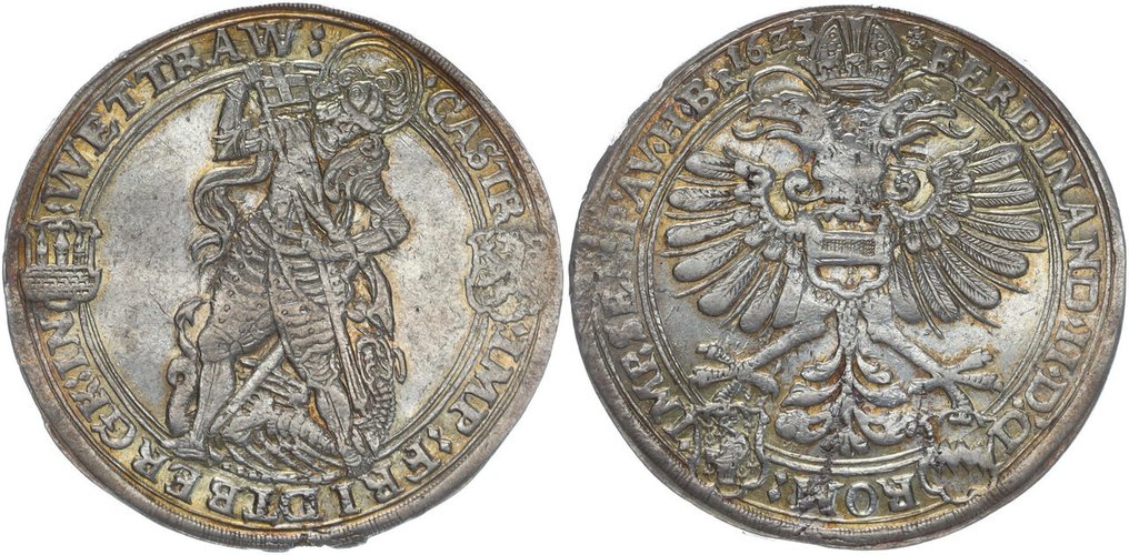 Γερμανία, Friedberg, Reichsburg. Conrad Löw zu Steinfurt 1617-1632. Reichstaler 1623, Friedberg. Sehr selten, besonders in dieser Erhaltung, Prachtexemplar mit feiner Patina #1.0