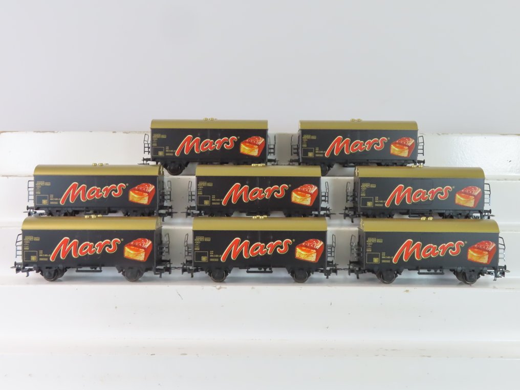 Märklin H0轨 - 44188 - 模型火车货运车厢 (8) - 8辆2节封闭式货车,印有“MARS”字样 - Privaat, MARS #1.0