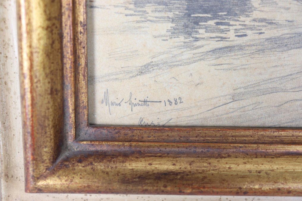 Mario Spinetti (1859-1915) - I pescatori caricano la barca - Anzio 1882 #4.3