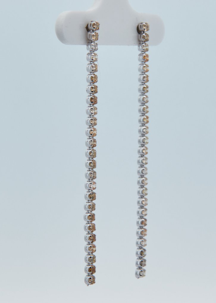 没有保留价 - 耳环 - 14K包金 白金 -  1.80ct. tw. 钻石 (天然色彩的) #1.0