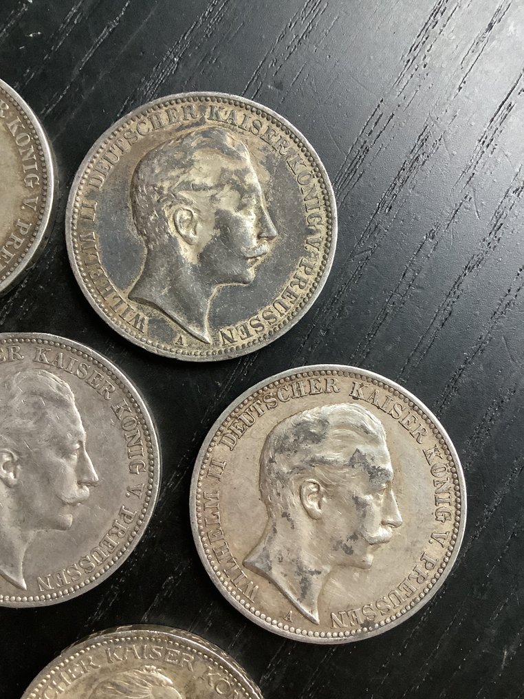 Germany, Empire Wilhelm II. 3 Mark 7x 1908/1914, incl. 25th Anniversary of the Reign/Prussia  (χωρίς τιμή ασφαλείας) #2.1