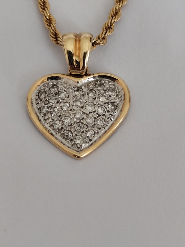 Σετ κοσμημάτων 2 τεμαχίων - 18 καράτια Κίτρινο χρυσό - 1.00ct. tw. Διαμάντι (Φυσικού χρώματος) - Αλυσίδα + κρεμαστό 7,10 γραμμάρια #2.1