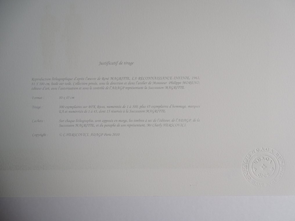 René Magritte (1898-1967), (d´apres) - La reconaissance infinie #3.2