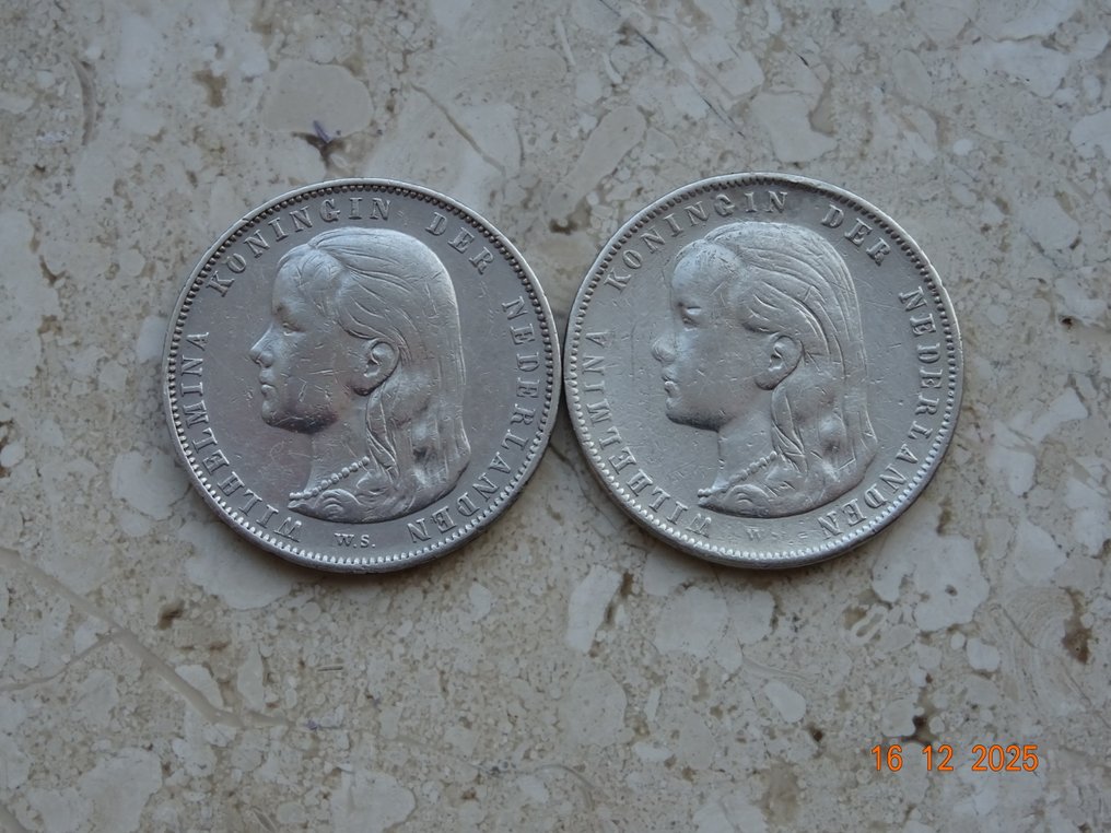 Ολλανδία. Wilhelmina. 1 Gulden 1892 en 1897  (χωρίς τιμή ασφαλείας) #1.0