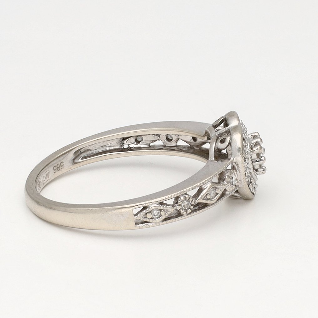 Ring - 14 kt Vittguld -  0.13ct. tw. Diamant (Natural)  #4.3