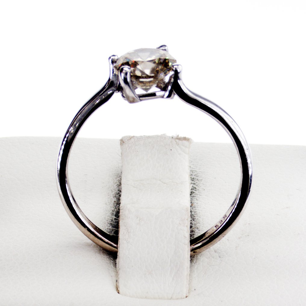 Sem preço de reserva - Anel de noivado - 14 K Ouro branco - 1.01ct. tw. Diamante (Colorido natural) #2.1