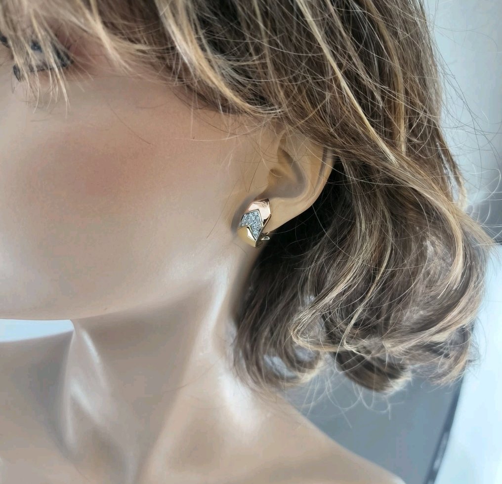 Stud fülbevaló - 18 kt. Rózsa arany, Sárga arany - 0.39ct. tw. Gyémánt (Természetes) - Tricolour Certificat #1.0