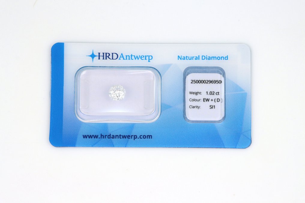 1 pcs Gyémánt  (Természetes)  - 1.02 ct - Kerek - D (színtelen) - SI1 - HRD Antwerpen #1.0