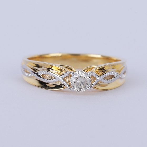 沒有保留價 - 戒指 - 14 克拉 黃金 -  0.22ct. tw. 鉆石 (天然) - 单颗钻石戒指 #1.0