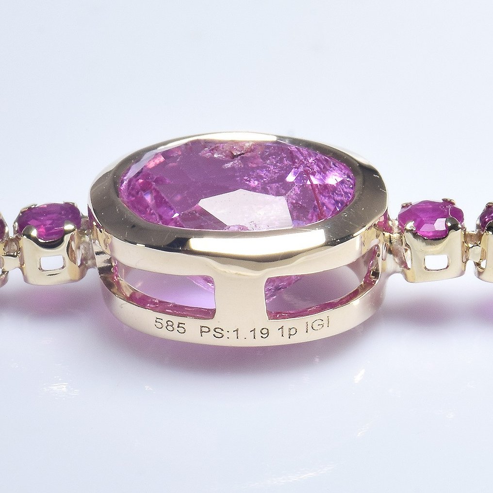 没有保留价 - 手镯 - 14K包金 黄金 -  3.77ct. tw. 蓝宝石 - 红宝石 #2.1