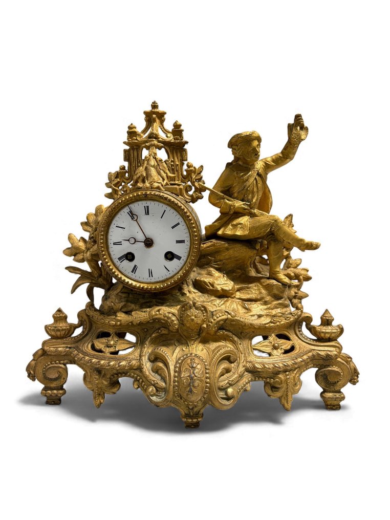 Relógio de lareira com figura -   Latão, Zinco - 1850-1900 #1.0