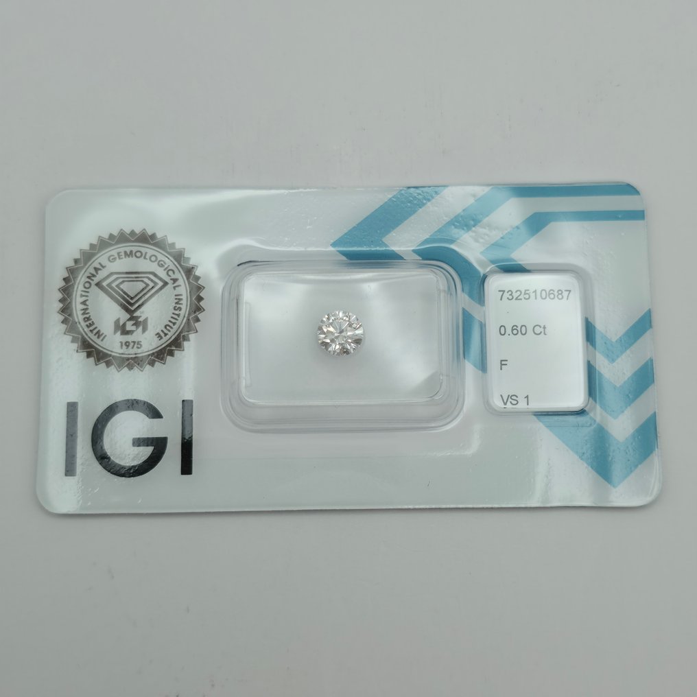 1 pcs 钻石  (天然)  - 0.60 ct - 圆形 - F - VS1 轻微内含一级 - 国际宝石研究院（IGI） #1.0