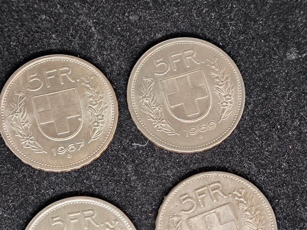 Zwitserland. Lot of 9 coins: 1/2 & 5 Francs 1904/1969  (Zonder minimumprijs) #3.2