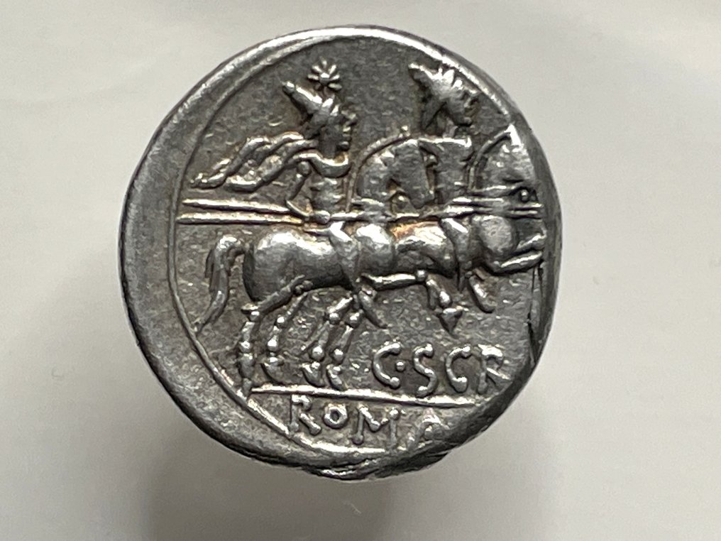 Rooman tasavalta. C. Scribonius, 154 BC. Denarius Rome #4.3