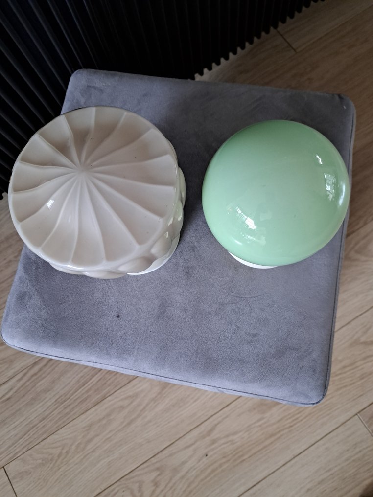 Thabur - Set Art Deco plafonnieres - Ceiling lamp (2) - Opaline glass - Art Deco ceiling lamps #3.2