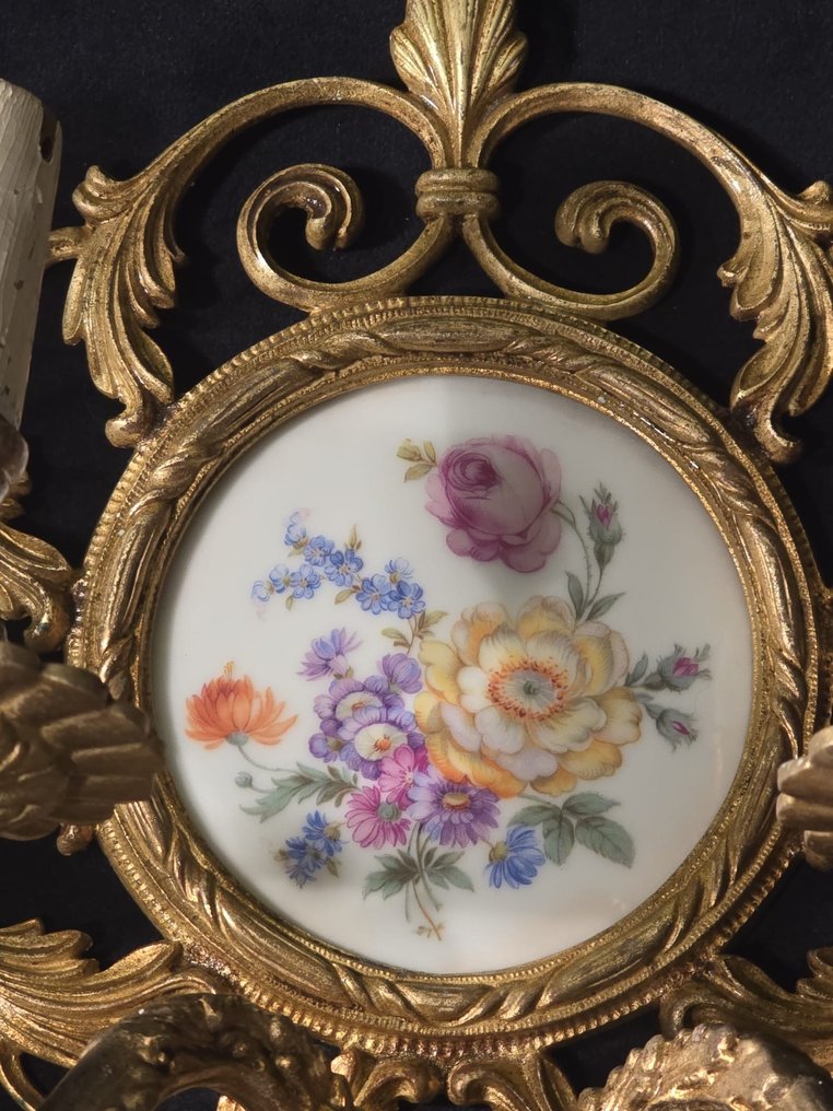 壁式燭台 (4) - 铜鎏金, Porcellana con Fiori - 四件套 #2.1