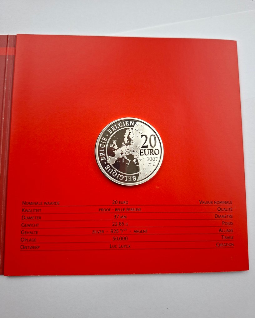 Belgio. 20 Euro 2007 "Hergé" Proof  (Senza prezzo di riserva) #1.0