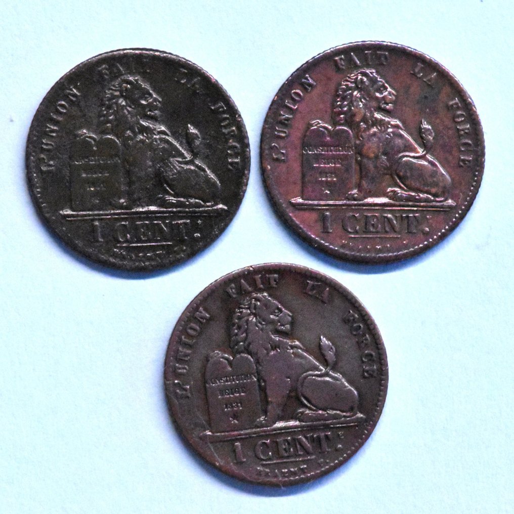 比利时. 利奥波德一世. 1 Cent 1846, 1847 en 1856  (没有保留价) #1.0