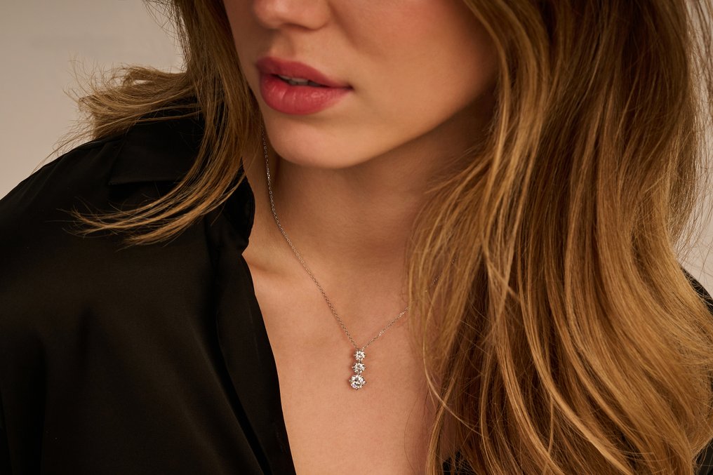 Collier - 14 carats Or blanc -  2.29ct. tw. Diamant (Cultivé en laboratoire) - Diamant #3.2