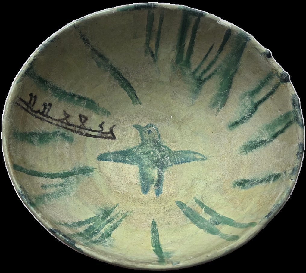 Πιατέλα από κεραμικό με επίστρωση κασσίτερου Abbasid. - Μεσαιωνική Ισλαμική Τέχνη 10ος αιώνας #1.0