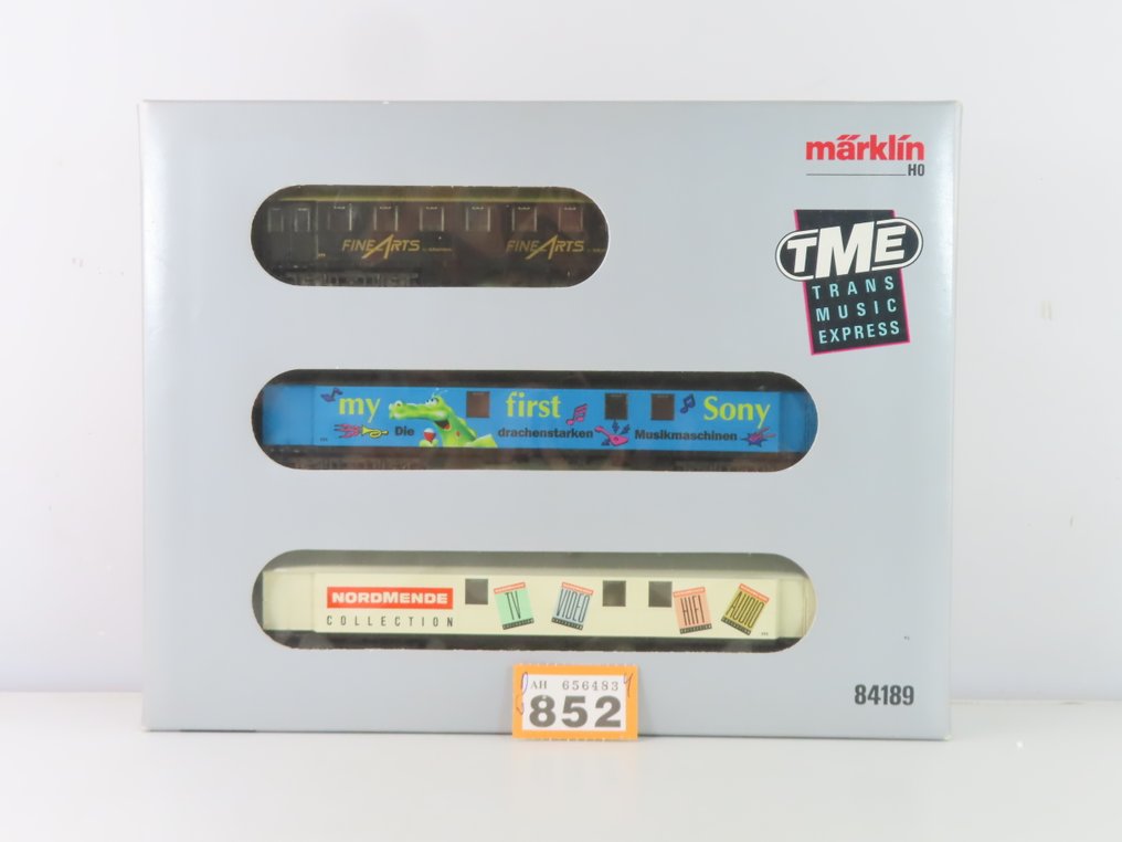 Märklin H0 - 84189 - Set Machetă tren transport călători (1) - Set de vagoane pentru persoane, format din 3 piese „Trans Music Express” cu vagoane de tren rapid cu - DB #2.1