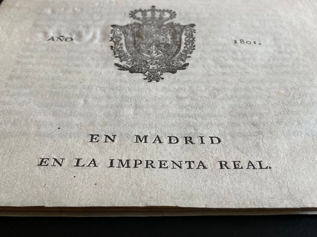 Manuscrito - Año 1801. Real cédula Rey Carlos IV. España. Madrid, Imprenta Real. - 1801 #2.1