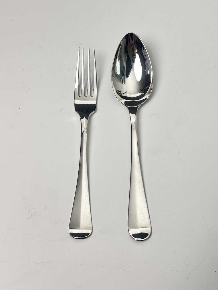 Amsen F. Amsterdam - Σετ μαχαιροπήρουνων (2) - Hollands Glad - .835 silver - Fork and Spoon αντίκα #1.0