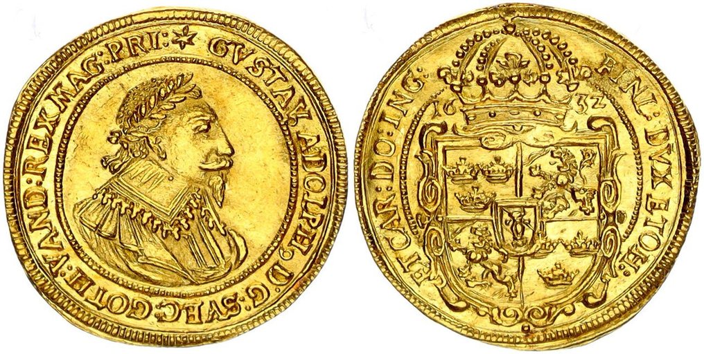 Germany, under Swedish occupation. Gustav Adolph 1611-1632. Dukat 1632 Mm. Hans Christoph Lauer (Mmz Stern). #1.0