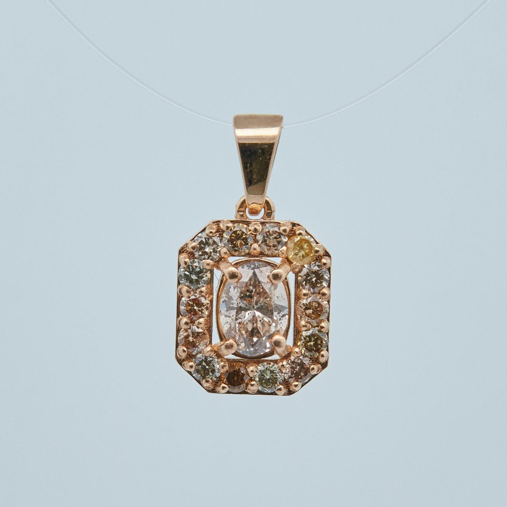 沒有保留價 - 墜飾 - 14 克拉 黃金 - 0.49ct. tw. 鉆石 (天然彩色) #1.0