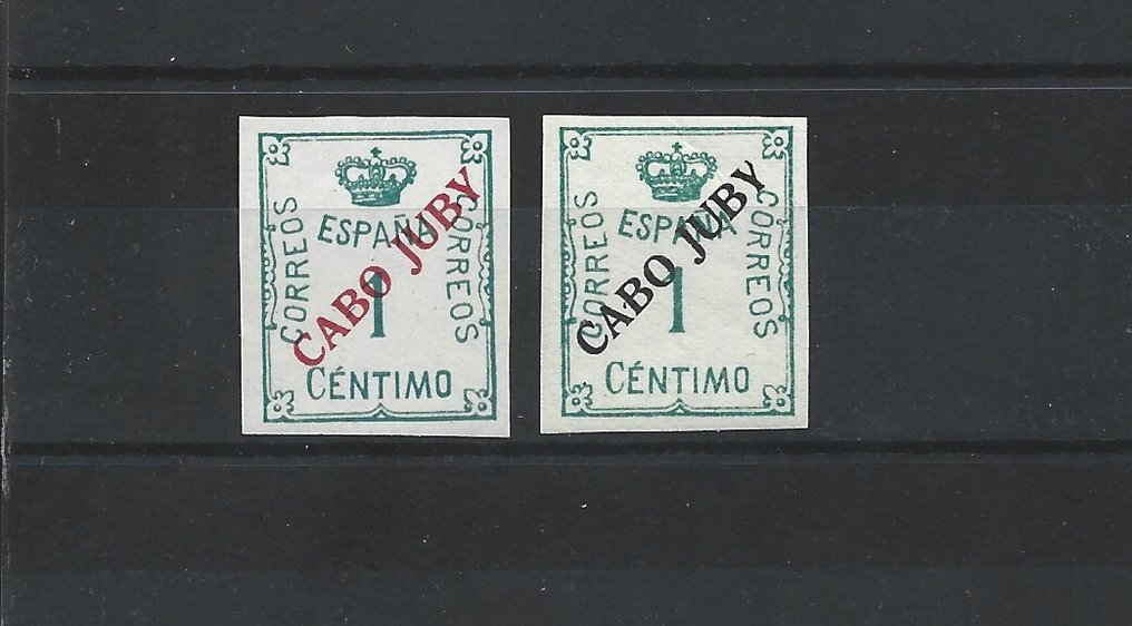 Cabo Juby 1922 - 1 CTO habilitação vermelha e preta nova com borracha e sem fixadores, assinado. - Edifil 19 Y 19 HCC #1.0